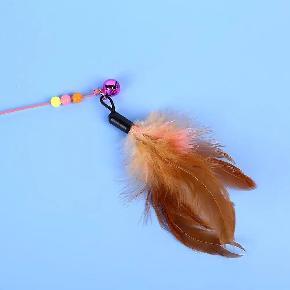 Interactive Feather Wand Cat Toy — Teaser Stick with Bell for Kittens & Cats