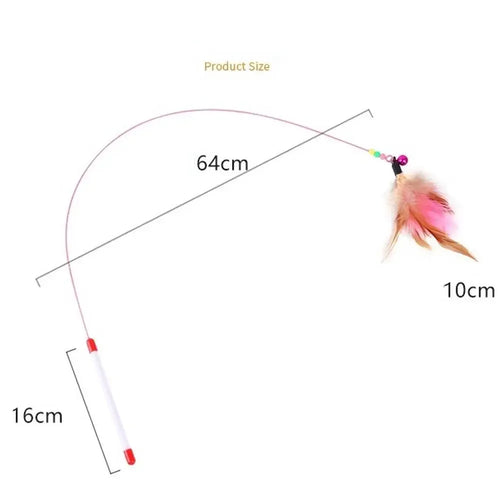 Interactive Feather Wand Cat Toy — Teaser Stick with Bell for Kittens & Cats