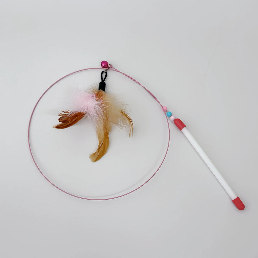 Interactive Feather Wand Cat Toy — Teaser Stick with Bell for Kittens & Cats
